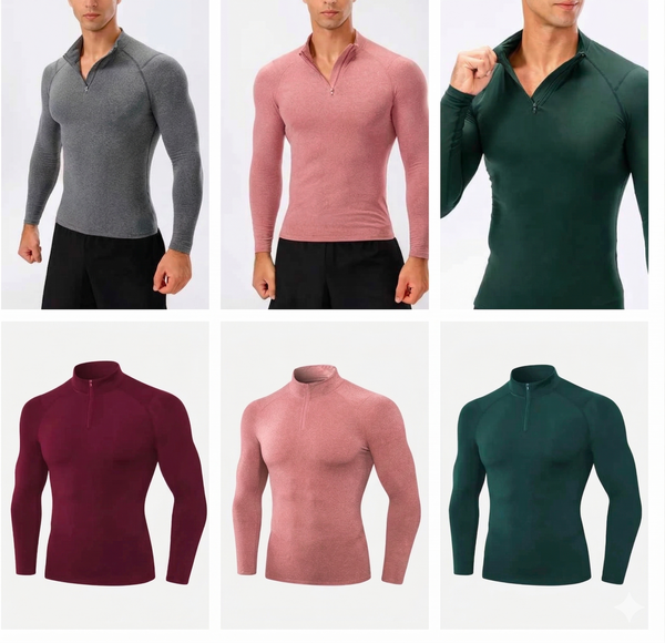 Men’s Long Sleeve Quarter-Zip Compression Training Top