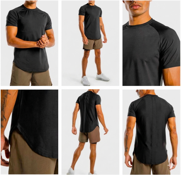 Men’s Short Sleeve Scoop Hem Training Tee - Stealth Black