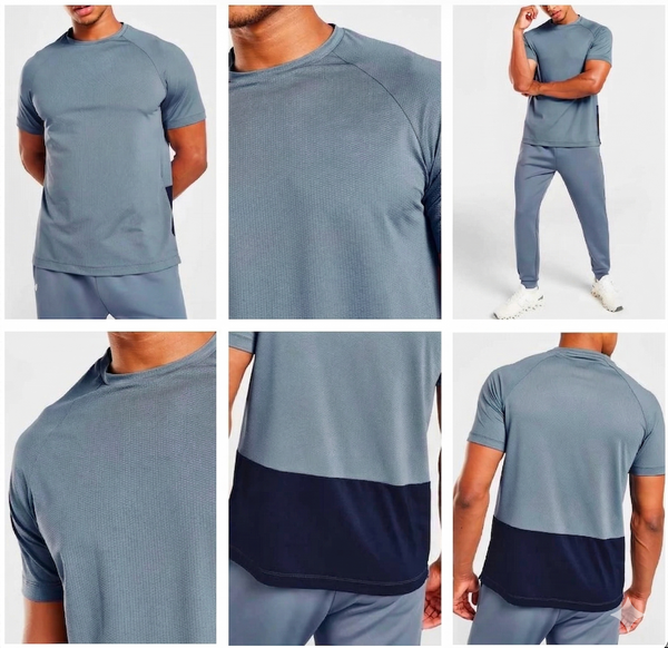 Men’s Color-Block Performance Training Tee - Slate & Navy