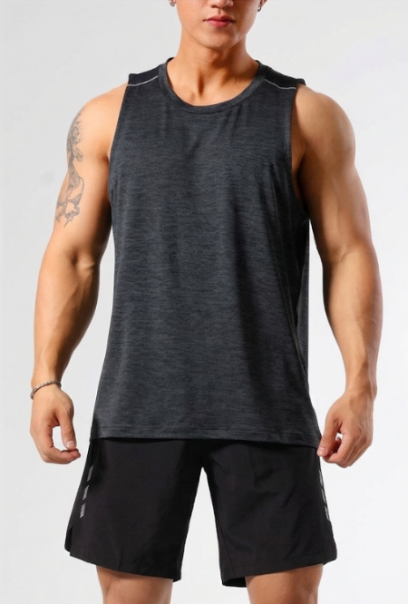 Men's Performance Heathered Muscle Tank with Breathable Mesh Back