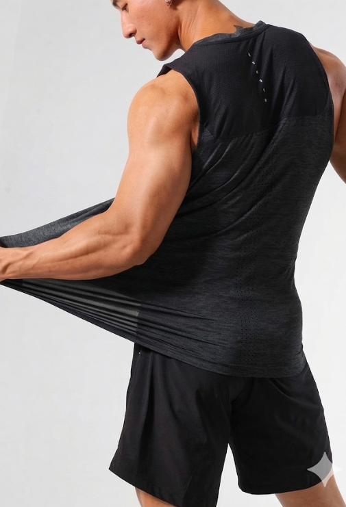 Men's Performance Heathered Muscle Tank with Breathable Mesh Back