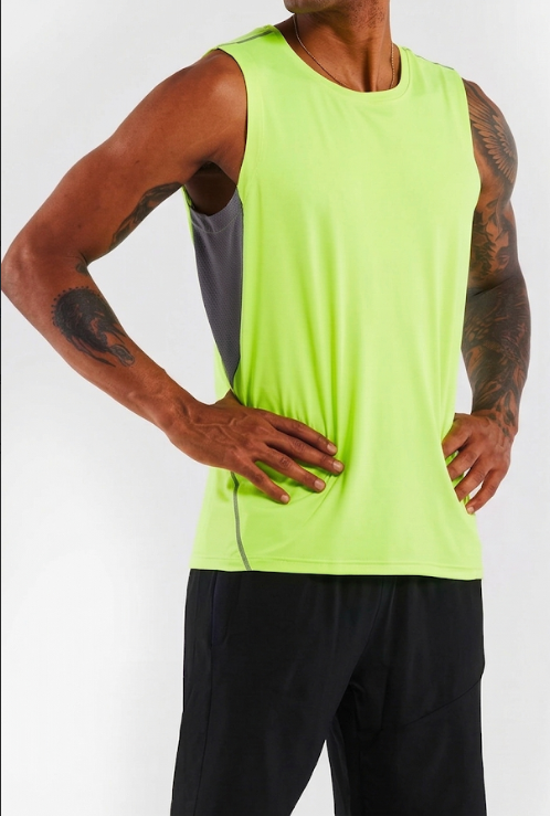 Men's High-Visibility Performance Running Tank - Neon Yellow