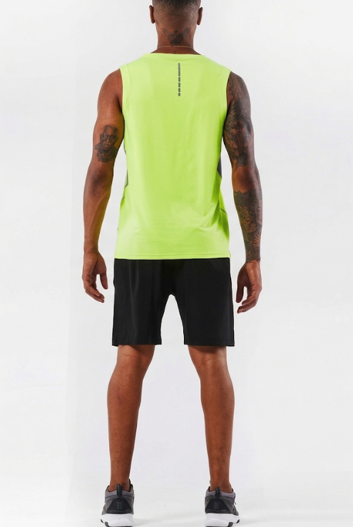 Men's High-Visibility Performance Running Tank - Neon Yellow